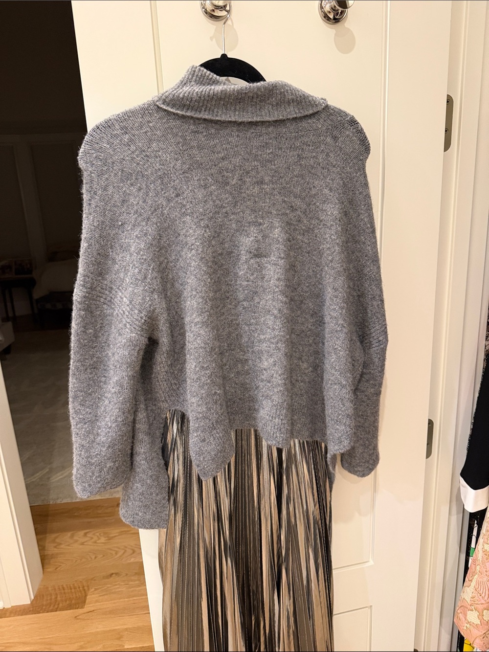 All Saints Metallic Silver Pleated Maxi Dress - Picture 3 of 10